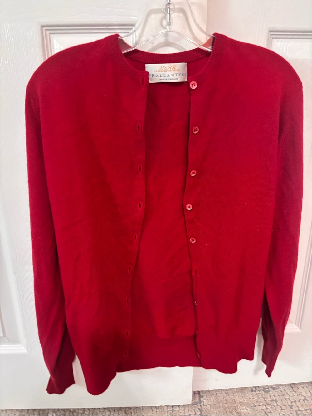 Ballantyne Women's Red Button-Front Cashmere Cardigan size 36